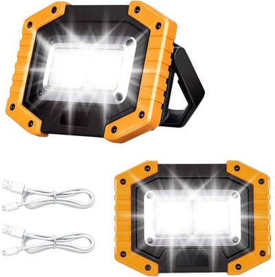 GELLDG Oplaadbare LED-schijnwerpers - 2 stuks - 30W - Superheldere werklampen van 1500 lumen - Waterdichte COB-werklampen - USB-campinglampen - Geschikt voor garages, kamperen, vissen en noodreparaties op bouwplaatsen