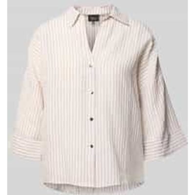 regular fit blouse met lange mouwen van mix van katoen en linnen