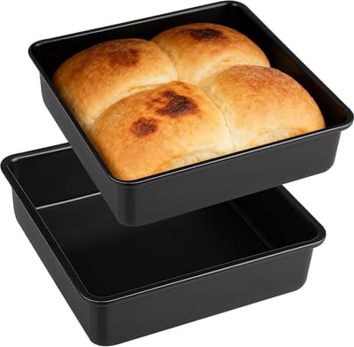 Set van 2 vierkante bakvormen - Carbon Staal Brownie Bakvorm - Cake Maat vierkant met antiaanbaklaag voor lasagne - Brownie Cake - 16 x 16 x 5 cm