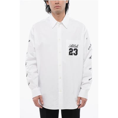 Oversize Fit 23 geborduurd overhemd in wit