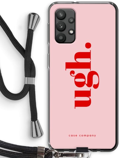 Case Company® - Hoesje met koord geschikt voor Samsung Galaxy A32 4G hoesje met Koord - Ugh - Telefoonhoesje met Zwart Koord - Bescherming aan alle Kanten en Over de Schermrand