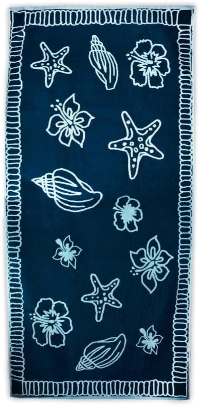 The One Towelling Hawaii Strandlaken - 90 x 190 cm - Groot badlaken - 100% Gekamd katoen - 550 gr/m² - Marineblauw/Lichtblauw