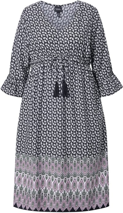 Ulla Popken - Dames - Maxi jurken - Zwart - Maat 42+
