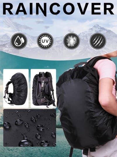 SnelShoppen - Waterdichte Regenhoes voor Rugzak, Schooltas, Reis, Klimmen, Kamperen, Fietsen, Wandelen, Paars, 55-60L