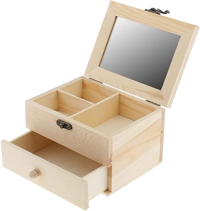 Houten Sieradenkist - Opbergdoos Juwelen - Sieraden Opbergen - Natuurlijk Hout - 16x12x10 cm - Naturel