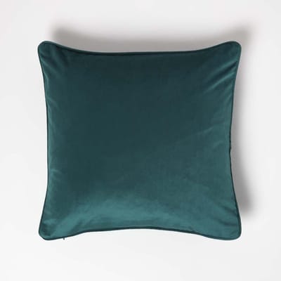 Homescapes fluwelen kussenhoes groen met bies, 46 x 46 cm