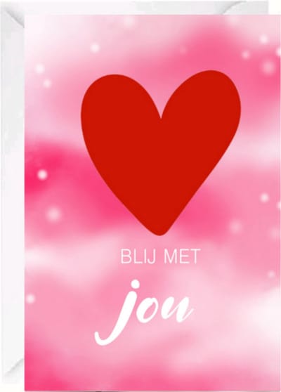 Wenskaart met envelop - Dubbele gevouwen Wenskaart - Blij met Jou - 17x12cm