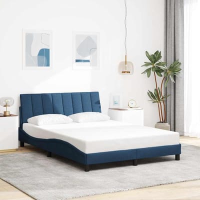 vidaXL - Bedframe - zonder - matras - "Hanko" - stof - blauw - 140x200 - cm