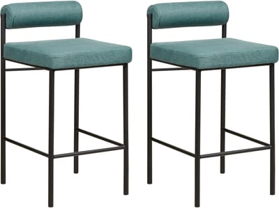 AMAYA - Barkruk set van 2 - Blauwgroen - Polyester