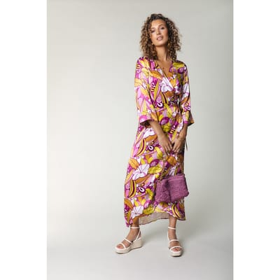 Colourful Rebel Lela Floral Wrap Maxi Dress Ls Multicolor Maat: XS | Maxi Jurken Outlet | Dames