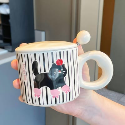 Souvenir Cadeau de Remise de Diplôme Cadeau pour Enseignant Boîte Cadeau Tasse Pratique Nouveau Style Mignon Chat Mug en Céramique Tasse Couple 301-400ml