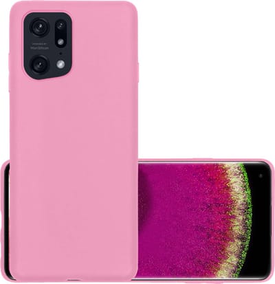 Hoesje - Geschikt voor OPPO Find X5 - Sterk & Shockproof - Hoes Cover - Siliconen Case - Lichtroze