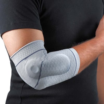 Uriel - Elleboogbrace - Elleboogbandage - Siliconen Ondersteuning - Unisex - Grijs - Maat M