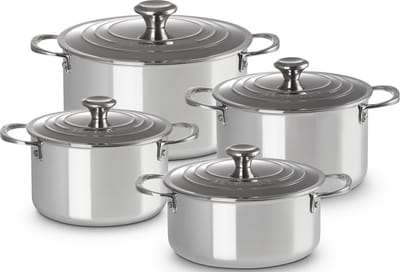 Le Creuset Signature Pannenset - Kookpannen met deksel - 4-delig - RVS - Inductie