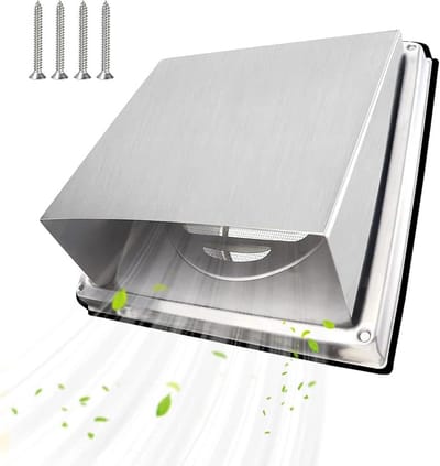 RVS Afzuigkap 100mm Voor Wandmontage met Ventilatie Roosters en Insectennet