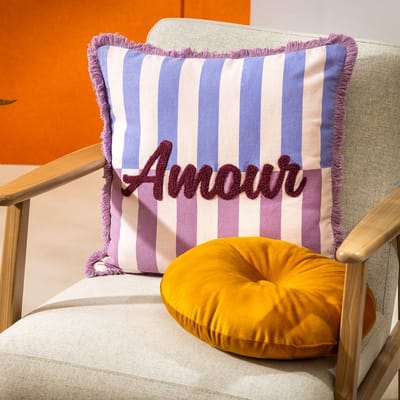 Dutch Decor AMOUR - kussenhoes 45x45 cm - gestreept - 100% katoen - Rosebud - roze - met rits - zonder binnenkussen