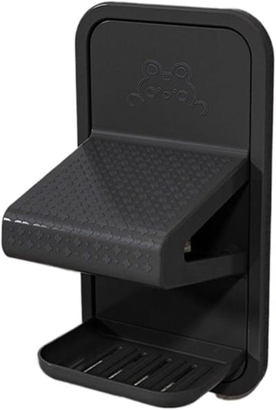 Douche Kruk - Voetsteun Plank - Scheren Benen - Boorvrije Montage - 22 x 22 cm - Donkergrijs