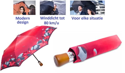 Paraplu voor dames, heren en familie. Automatische open en te sluiten paraplu. Stormparaplu - Winddicht tot 80 km/u. Lichtgewicht en Duurzaam - Ø 100 cm. Reisparaplu / Waterdicht / Automatisch /Telescoop: staal / Modern design / Hoge kwaliteit.