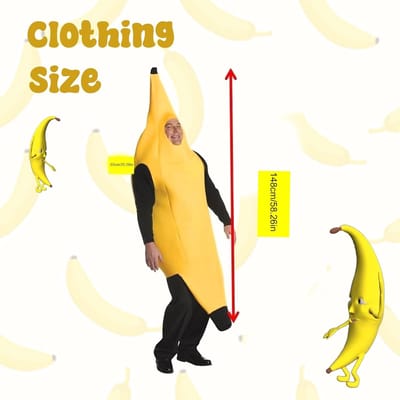 Grappig Unisex Bananen Kostuum voor Volwassenen 65 x 148 cm - Perfect voor Carnaval, Verkleedfeest en Cosplay