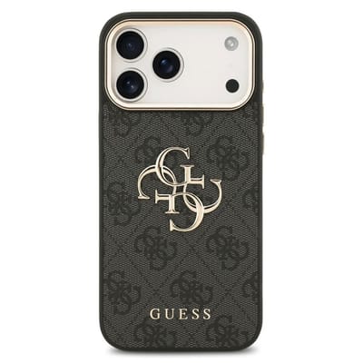 Guess Back Cover voor iPhone 17 Pro - Luxe Zwart - Gouden Accenten - Slank Ontwerp