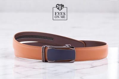 Camel lederen riem zonder gaatjes met automatische gesp voor heren ( model L132 )