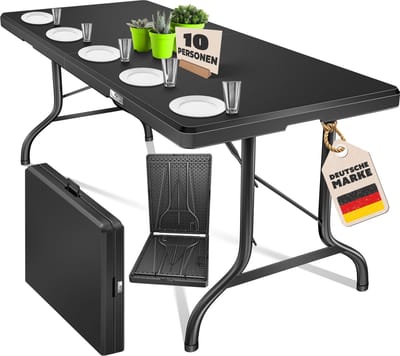 KESSER® Inklapbare Tafel 220x68x74cm Vouwtafel - Campingtafel Kunststof - Klaptafel Geschikt voor 10 Personen voor Tuin, Terras en Balkon inclusief Draaggreep - Antraciet