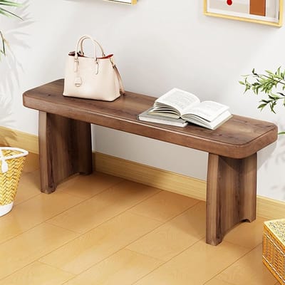Houten Buitenbank - Tuinbank Entreebank - Buiten Zitten - Massief Hout Weerbestendig - Tot 150 cm - Walnoot