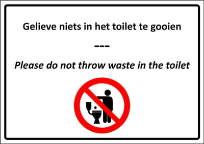 Gelieve niets in het toilet te gooien bord - kunststof 210 x 297 mm