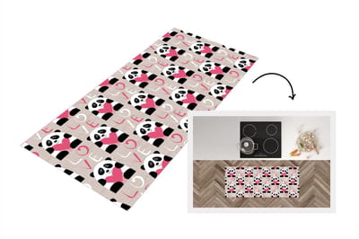 Keukenloper - Loper keuken - Hartjes - Panda - Patronen - 120x50 cm - Keukenloper vinyl