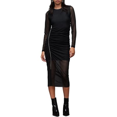 AllSaints Nora Sparkle Dress Black Size: 36 | Midi Dresses Outlet | Dames | Zwart