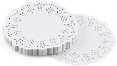 100 Stuks Papieren Tafelmatten, Ronde Witte Kant, 3.5 Inch voor Bruiloften, Verjaardagen en Taartdecoratie
