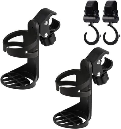 Bekerhouder - Cupholder Kinderwagen - Fiets bekerhouder - 360 graden rotatie - met groot kaliber voor kinderwagens kinderwagens fietsen mountainbikes en rolstoelen - Met 2 ophanghaken