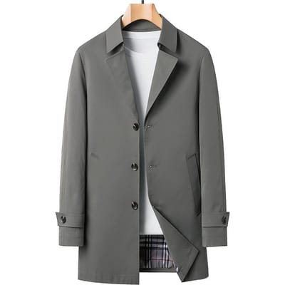 Lente en Herfst Nieuwe Heren Windjack Middellang Strijkloos Windjack Trendy Knappe Heren Kraag Herenjas 4XL gray