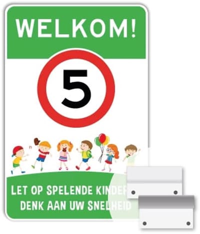 Parkeerbord Welkom - Weerbestendig Aluminium - 40x60 cm - Bevestiging: Met muur-/ wandmontage beugels