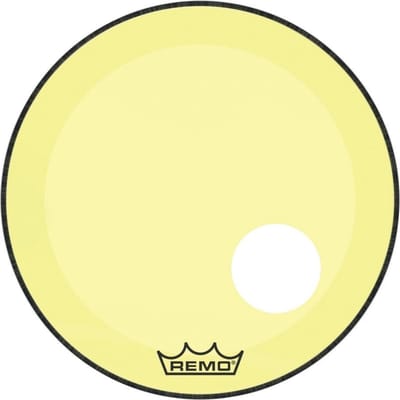 Remo Powerstroke 3 Colortone 18" Gelb, mit 5" Loch - Bass drumvel
