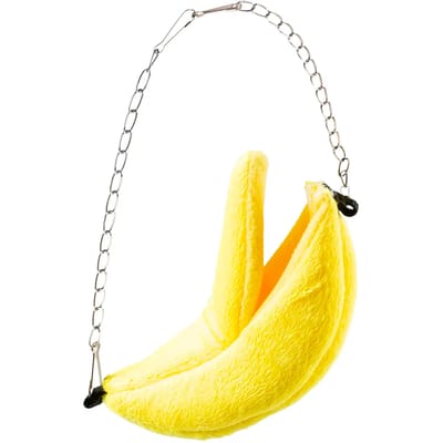 Duvo+ Pluche bananenhuisje geel voor kleine knaagdieren