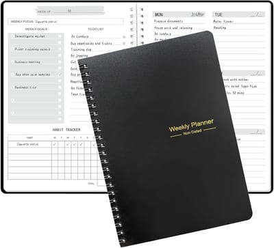 Wekelijkse planner - A5-takenlijst zonder datum - Wekelijkse doelenplanner - 52-weken studiewerkplanner - 52-weken planner met ringband - Volg wekelijks gezonde gewoonten - 21*14,5*0,8 cm
