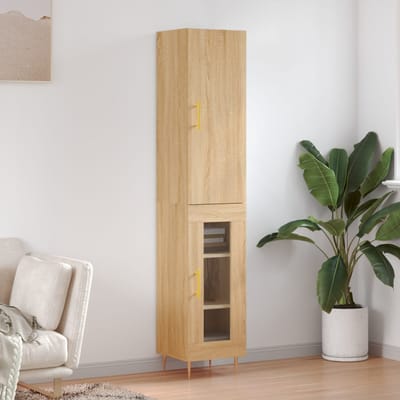 vidaXL - Hoge - kast - 34,5x34x180 - cm - bewerkt - hout - sonoma - eikenkleurig