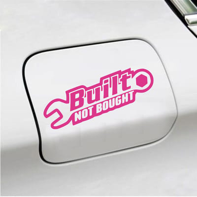 Bumpersticker - Built Not Bought - 8 X 20 - Roze