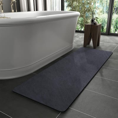 Badmat, super absorberend badkamertapijt: dun 40 x 120 cm, wasbaar, sneldrogende badmat, douchemat voor douche, badkuip en badkamer, toilet, marineblauw