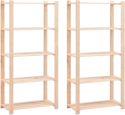 Houten Rek - Opbergrek Hout - Opslag Organiseren - FSC Grenenhout - 80 x 38 x 170 cm - Natuurlijk Hout