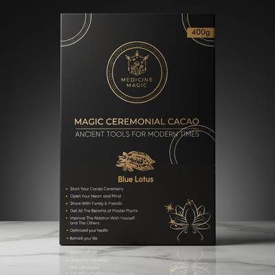 Medicine Magic – Ceremoniële Cacao met Blauwe Lotus Extract 50:1 – 400g – Premium Colombiaanse Criollo – Vegan