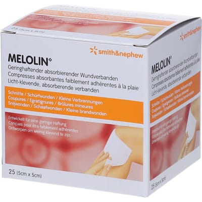 Melolin Licht-Klevende Absorberende Steriele Verbanden 5 x cm 66030260 25 Compressen