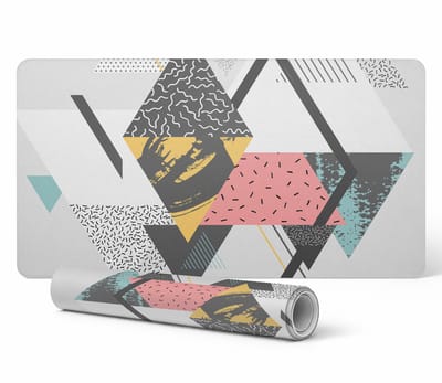 Antislip bureauonderlegger met geometrische driehoeken, 120x60 cm