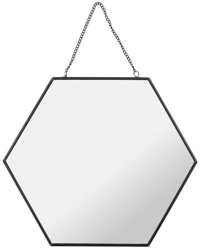 Ostaria Wandspiegel Industrieel - metaal - hexagon - D30 cm - wanddecoratie spiegels