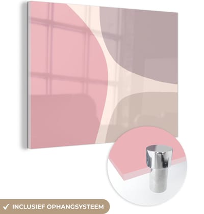 MuchoWow® Glasschilderij 120x90 cm - Schilderij acrylglas - Design - Pastel - Minimalisme - Foto op glas - Schilderijen