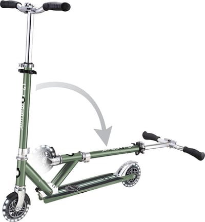 Kinderstep - Globber Flow - Groen/chrome - Lichtgevende wielen - Vouwbaar - Vanaf 5 jaar