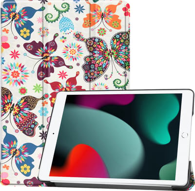 Hoesje Geschikt voor Apple iPad 7 (2019) - 10.2 inch - 7e Generatie - Dun & Stevig - Trifold Bookcase - Hard Cover - Hardcover Book Case - Tablet Hoes - Vlinders