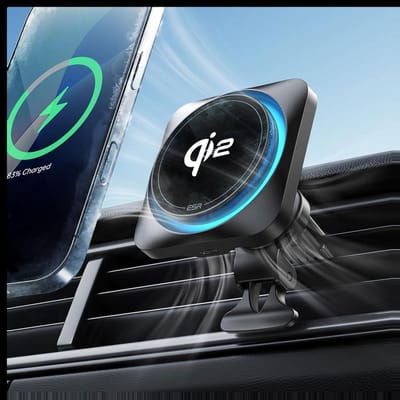 ESR HaloLock Houder - Magnetische Ventilatierooster / Dashboard Telefoonhouder Auto met Magneet - Magnetisch Opladen Qi2 15W - Zwart