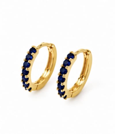 Oorbellen - Donker blauw - Goudkleurig - Zirkonia- Verguld - Roestvrijstalen oorbellen - sieraden – Cadeau tip – Hip - Trendy